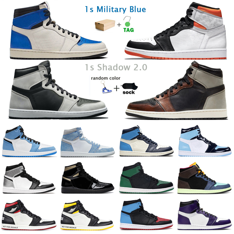 

1s High Men Basketball Shoes 1 University Blue Shadow 2.0 Electro Orange Hyper Royal Dark Mocha mens trainers sports sneakers with box