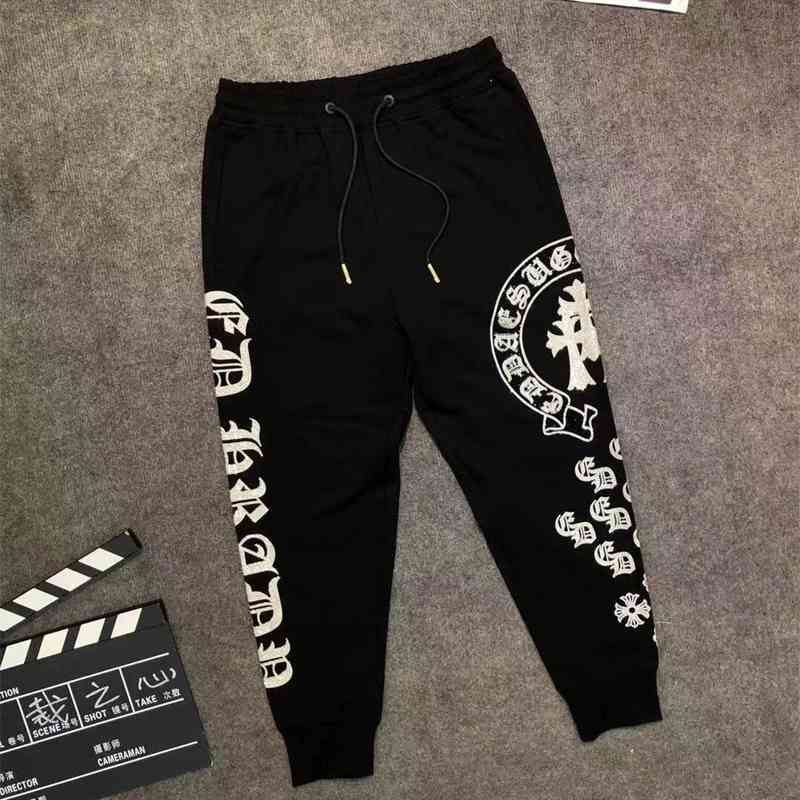 

Chrome-Hearts Tide Brand Spring Ed Haddock Heart Printing Hot Drill Men's and Women's Leggings Casual Large Pants for Lovers, Black