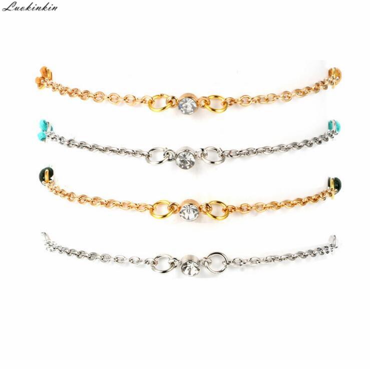 

Link, Chain Rhinestone Golden&silvery Alloy Colorful Rope Charm Bracelet Women Accessories 2021 Fashion Jewelry 4 Pcs/set, Black