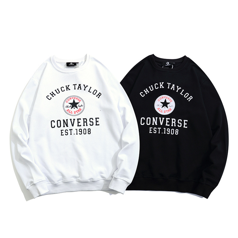 

hoodies autumn 2021 pentagram cove basic letter print loose men's and women's round neck sweater, Black