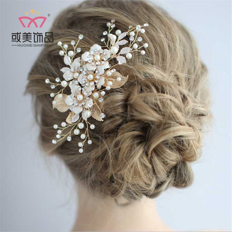 

Headpieces GETNOIVAS Luxury Tiara Shiny Crystal Pearl Beads Hair Comb Crown Bride Hairband Headband Bridal Wedding Accessory