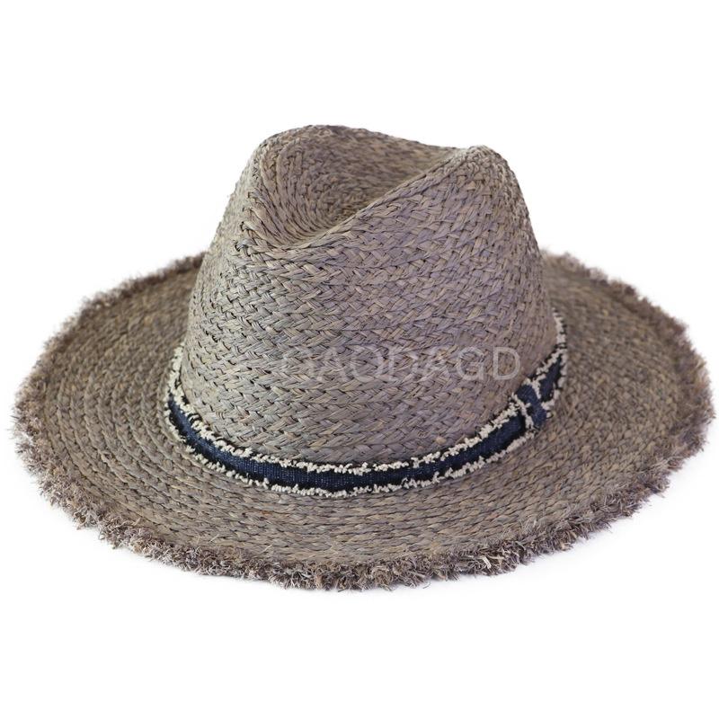

Wide Brim Hats Top Quality Raffia Straw Hat Beach Bucket Adult Panama Cap Big Size Sun Men Plus Fedora 57cm 59cm 61cm 63cm, Black