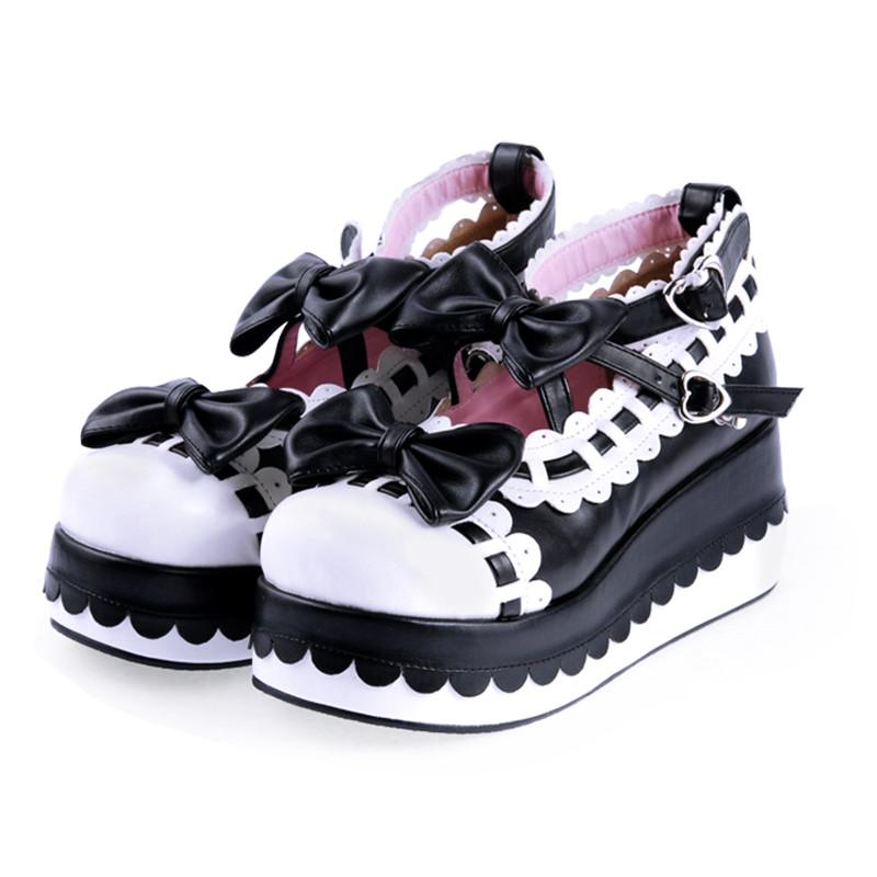 

Dress Shoes Maid Lolita Platform Women's Single Princess Kawaii Bow Knot Female High Heels Spring Summer Pink Whitw Girls, Purple white