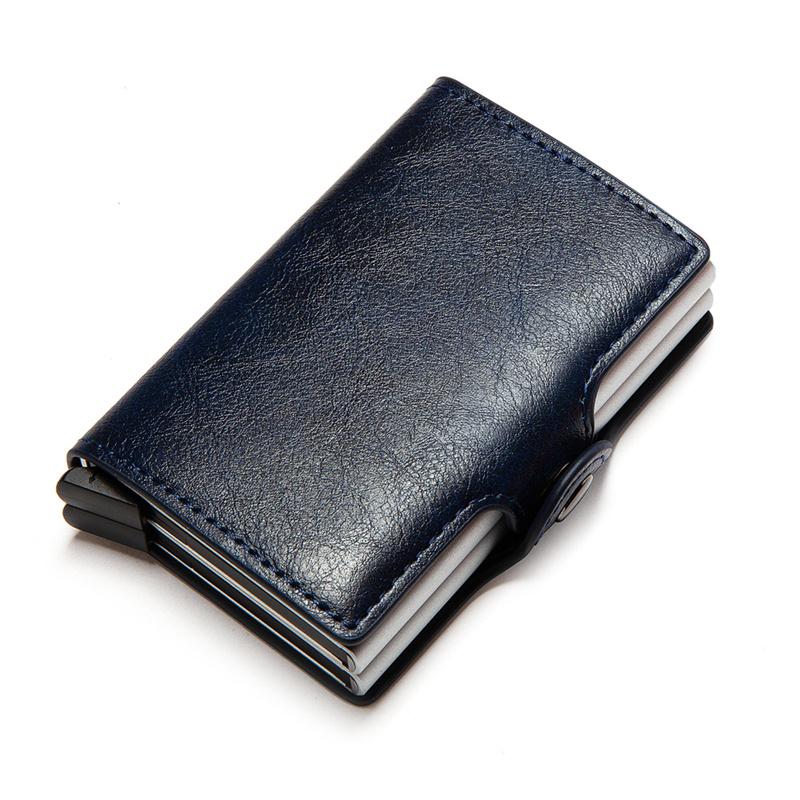 

Wallets Retro Men's Wallet Leather Id Card Bag Pu Aluminum Box Bank Holder, Black