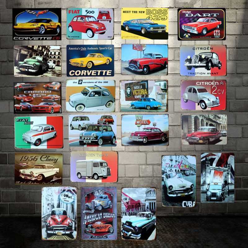 DecorMan USA Muscle CAR CLassic CUBA Metal Posters Custom tin signs Mural Paintings Bar PUB Decor-image-754776823