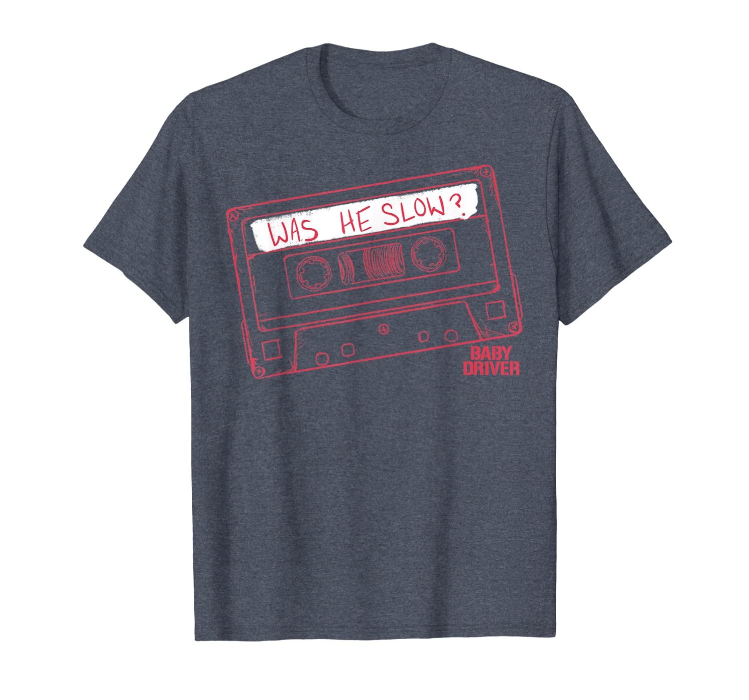 

baby driver was he slow mix tape line art graphic t-shirt, White;black