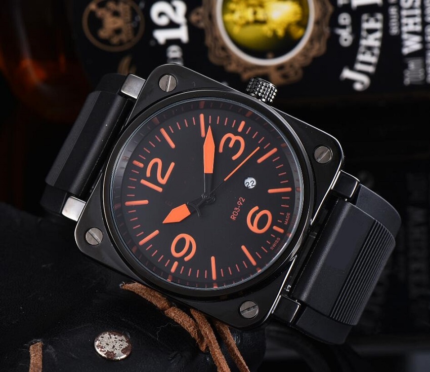 

Mens Sport Military Watch Quartz Chronograph Designer Men Watches Silicone Strap Orologi Da Uomo Di Lusso, As pic