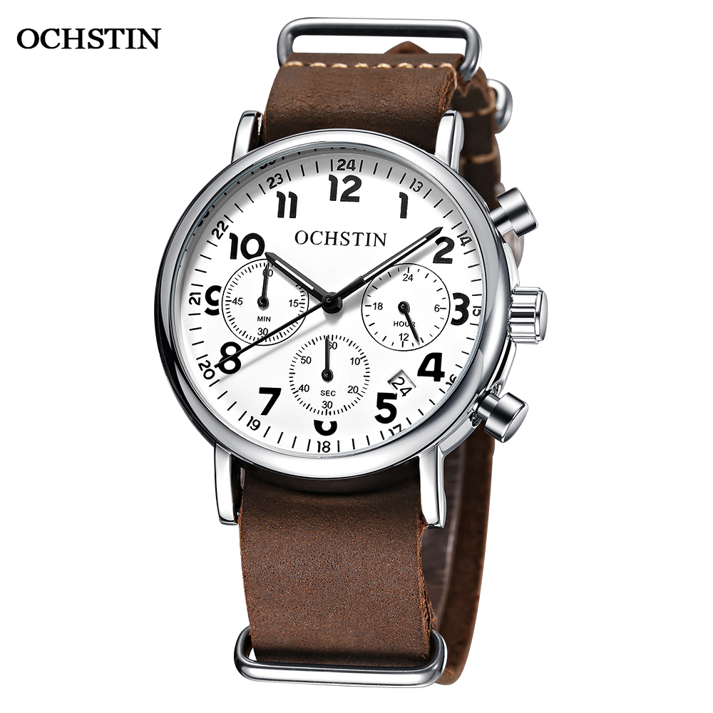 

OCHSTIN Mens Watches For Men Luxury Top Brand Waterproof Retro Luminous Quartz Wristwatches 39mm Vintage Watch Chronograph Clockg, Silver blue-nylon