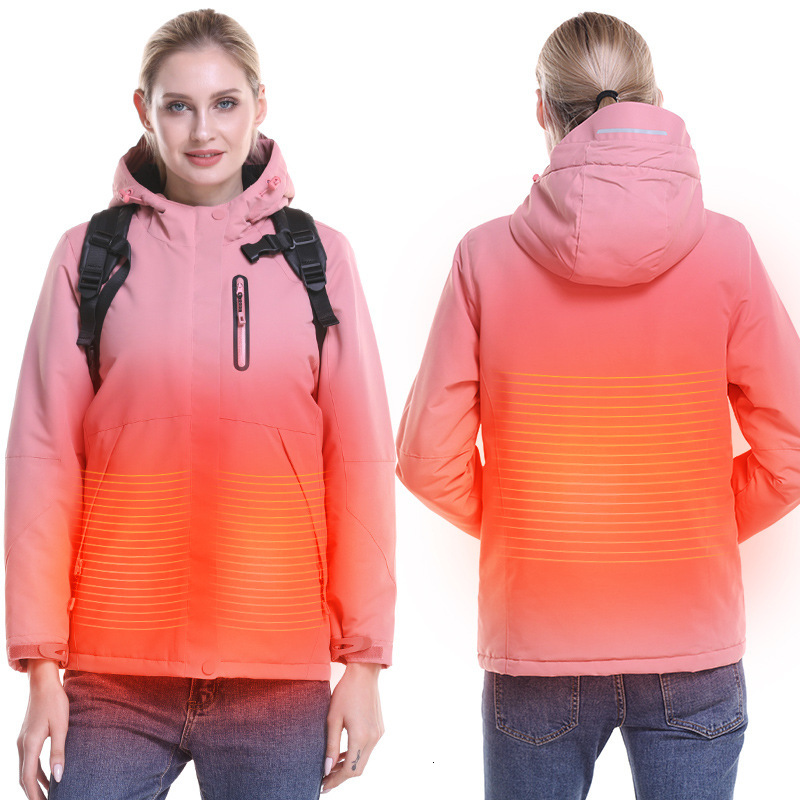 

Coat Self-adjusting Warm Temperature Intelligent Heating Charge Jacket Men' and Women' Usb Charging Travel Outdoor Plush Electric Cotton Clothes, Female pink