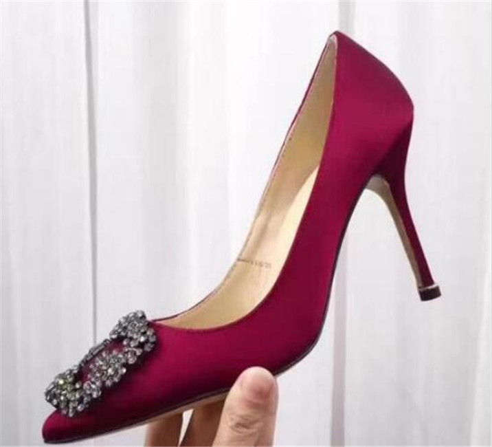 

2021 MB women pumps high shoes with Rhinestone fashion lady wedding shoe thin heel 6cm 8cm 10cm size 35-42 include box, Black