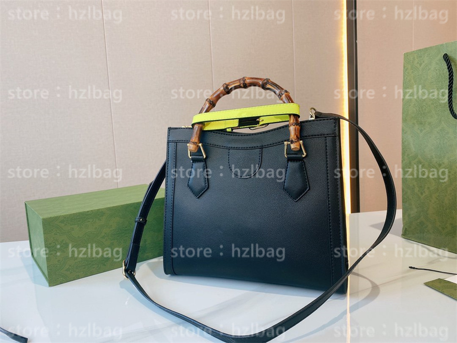 

Diana tote bag bamboo handles Vintage Shoulder Bag two neon bands mini small designers Womens Handbags Purses, Black(20x16cm)
