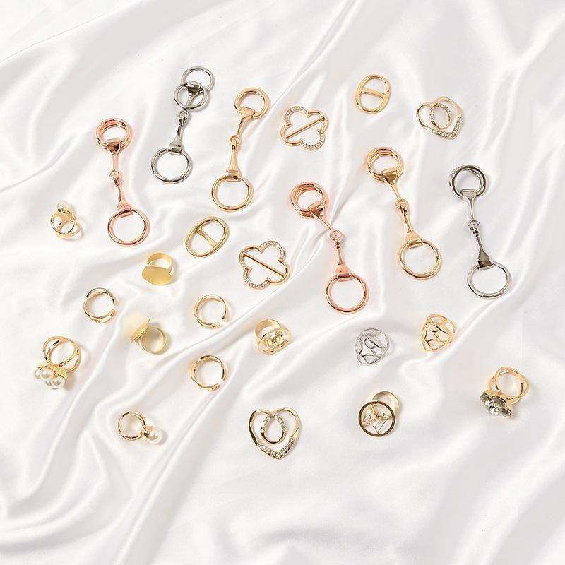 

Scarves Simple High-grade Scarf Accessories Silk Buckle Button Horse Clasp Heart-shaped Water Drill, Blue;gray