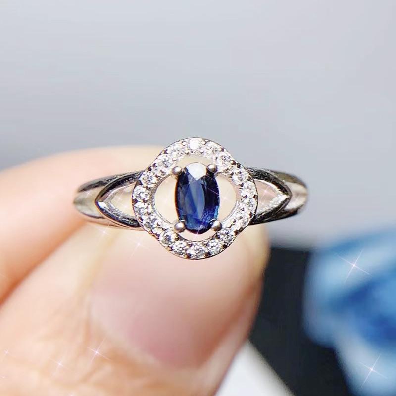 

Cluster Rings Natural Real Sapphire Small Ring Per Jewelry 925 Sterling Silver 3*5mm 0.4ct Gemstone Fine T21472, Golden;silver