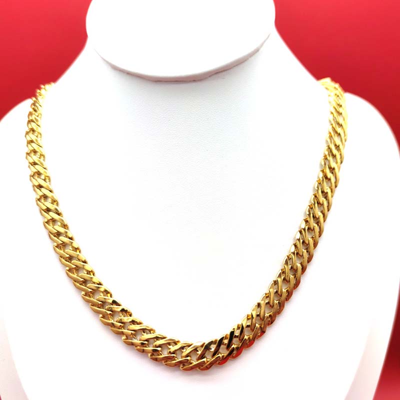 Cuban Curb Chain Necklace Italy 18k Yellow Gold G/F Men's Plain 10mm Miami Double Link Hip Hop-image-683505067