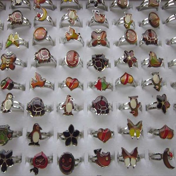 

mood temperature sensing mood ring alloy cartoon open mouth mood ring mix style