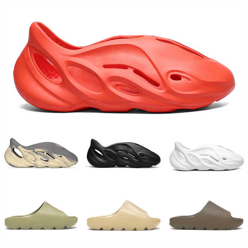 

Slides Men Women Sandals Slippers Core Bone Earth Brown Pure Desert Sand Foam Runner Triple White Black Outdoor With Box, 11-reddish orange