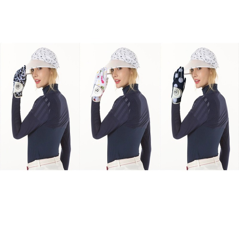 

New Design Printed Premium Womens Golf Gloves Left Hand Right with Ball Marker Rh Lh Weathersof Grip Leather Ladies S M L XLg