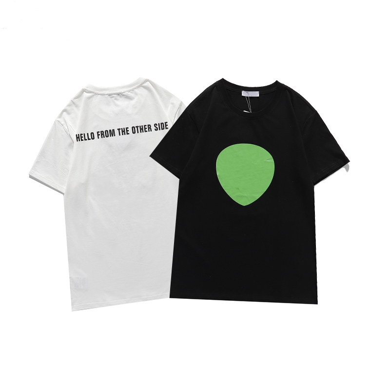 Casual T Shirts Summer Man Woman T Shirt Letters Green Print Clothing Street Wear Crew Neck Short Sleeve Tees 2 Color Good Quality-image-700671180