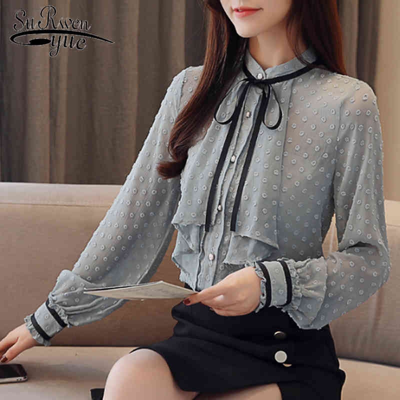 

Casual Loose Office Tops Spring Autumn Blusas Femininas Fashion Womens and Blouses Elegant Women Shirts 7893 50 210521, Blue