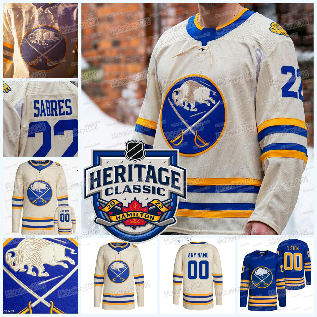 

Rasmus Dahlin Sabres 2022 Heritage Classic Jersey Jeff Skinner Victor Olofsson Kyle Okposo Zemgus Girgensons Colin Miller Alex Tuch Dustin Tokarski Jack Quinn, Women