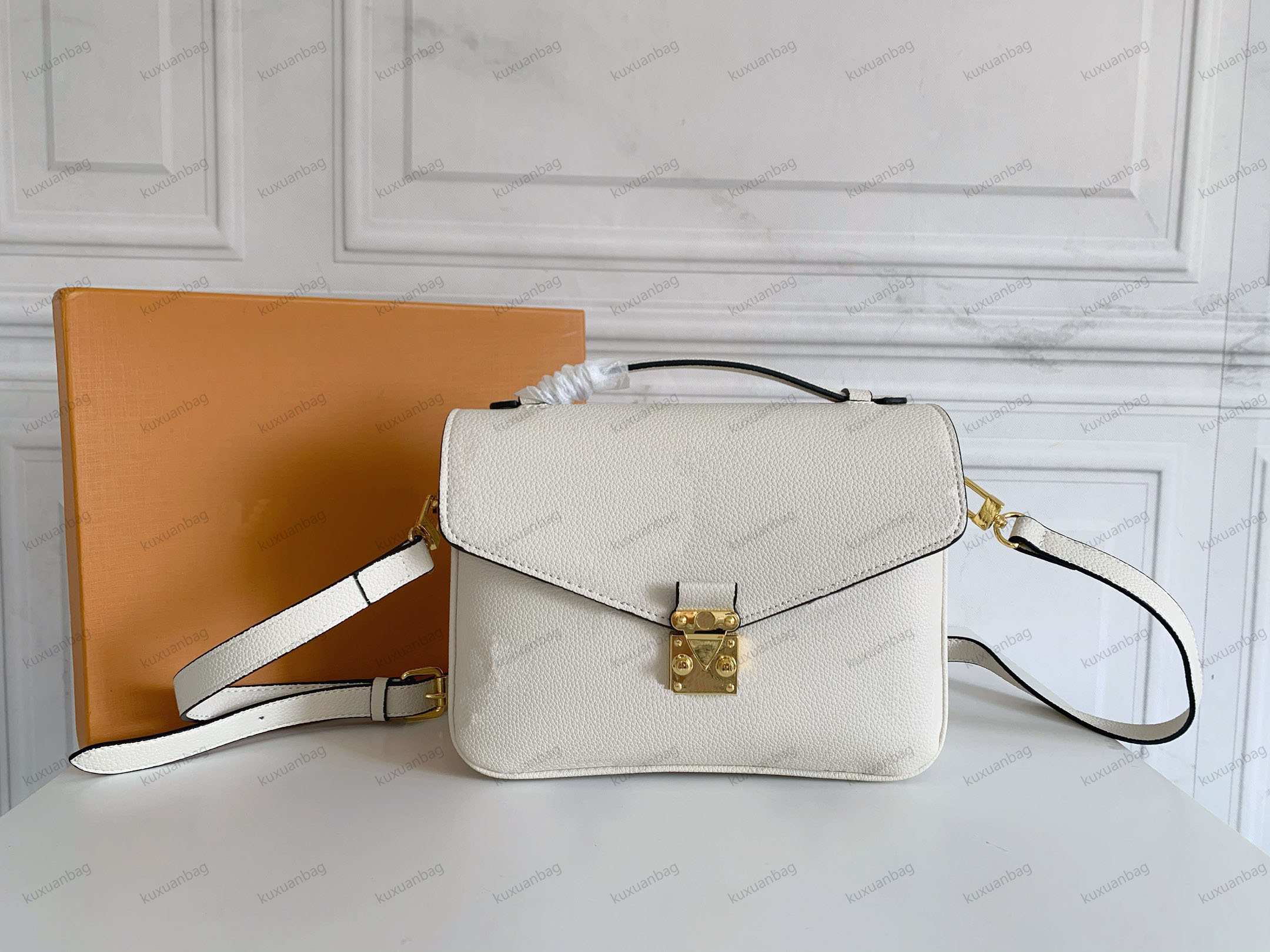 

Women's handbag Luxury designer bag fashion brand embossed grain cowhide shoulder bag crossbody bag, Black