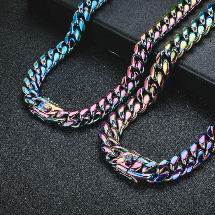 

Street HipHop men's and women's Link Chain quenched titanium steel color colorful bracelets hip-hop jump di couple necklace gifts