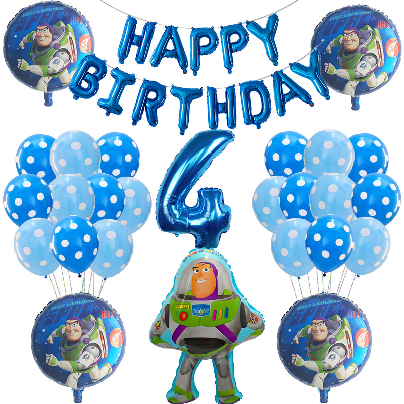 

39pcs Story Woody Buzz Lightyear Cartoon Foil Balloons 30 Inch Number Baby Boy Blue Air Baloes Birthday Party Decor Kids Toys