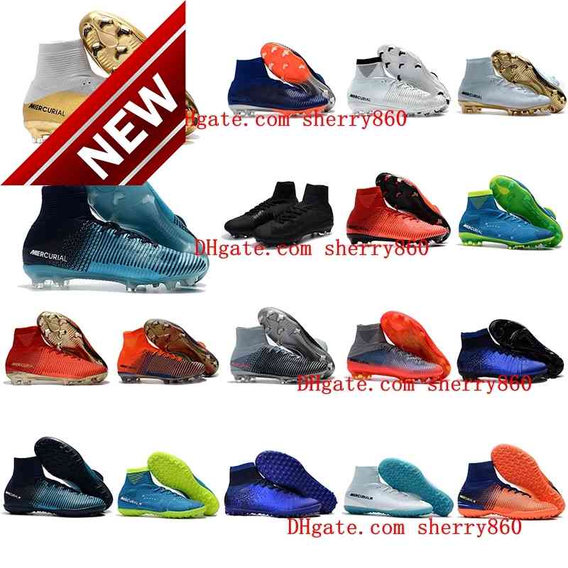 

2022 soccer shoes mens cleats Mercurial Superfly V Ronalro FG indoor kids football boots cr7 boys neymar Rising Fast Pack, As picture 1