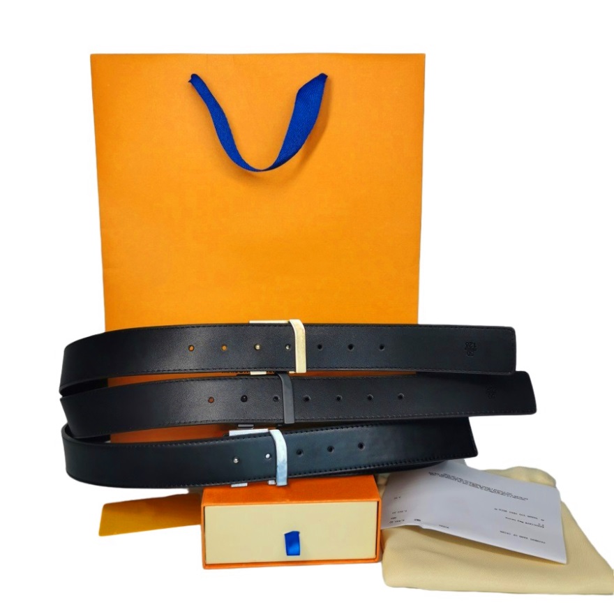 

2021 Belts For Jeans Luxury Designer Men Women Smooth Buckle Fashion Letters Plaid Print Golden Belt Party Favors With Box Size 100-125CM Width 3.8cm Genuine Cowhide, Belt+box+dust bag