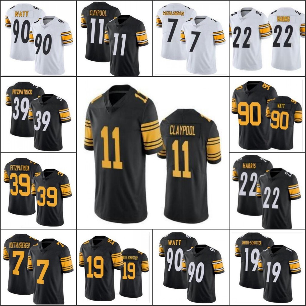 

MEN WOMEN YOUTH jersey 22 Najee Harris 11 Chase Claypool 90 T.J. Watt 19 JuJu Smith-Schuster 39 Minkah Fitzpatrick, As pics