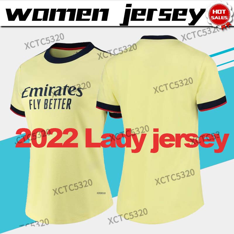 

2022 Women Gunners soccer jersey Away Yellow A U B A M E YANG PEPE lady football shirt On sale, Black;yellow