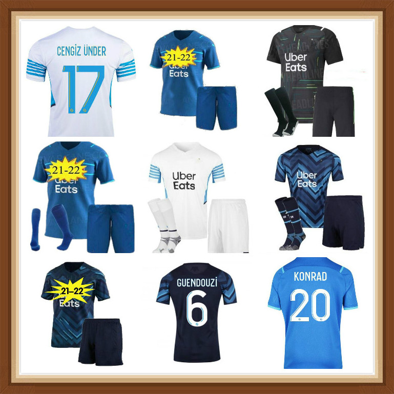 

Marseille soccer jersey SANSON 21 22 OM 2021 2022 maillot foot CUISANCE THAUVIN BENEDETTO KAMARA PAYET men + kids kit football shirts, 18