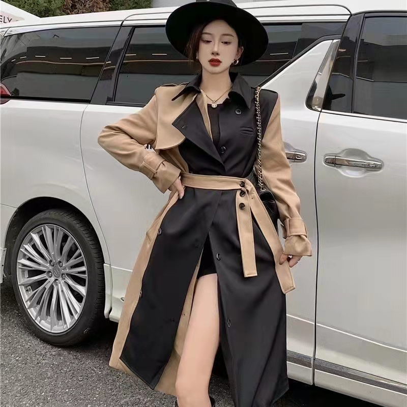 

2022 men's and women's fashion jacket British mid-length trench coat/British designer double-breasted slim belt is the match for street casual winter2022, White