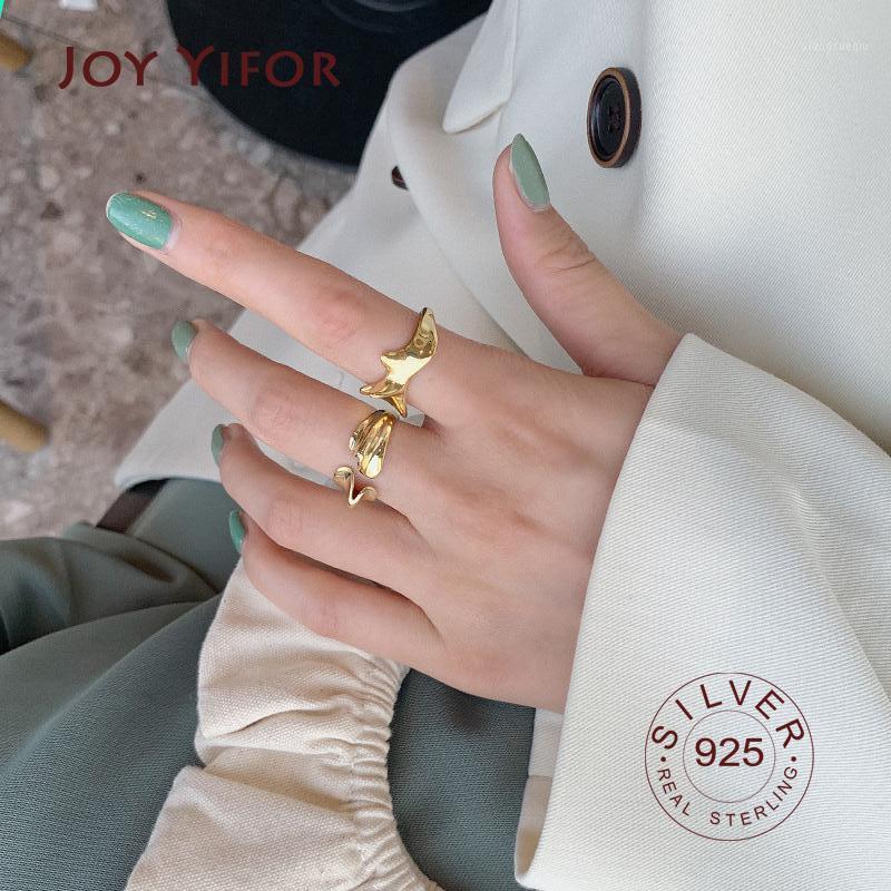 

Cluster Rings Fashion Animal 925 Sterling Silver Jewelry Curve Line Round Creative Personality Retro Adjustable Birthday Gift, Golden;silver