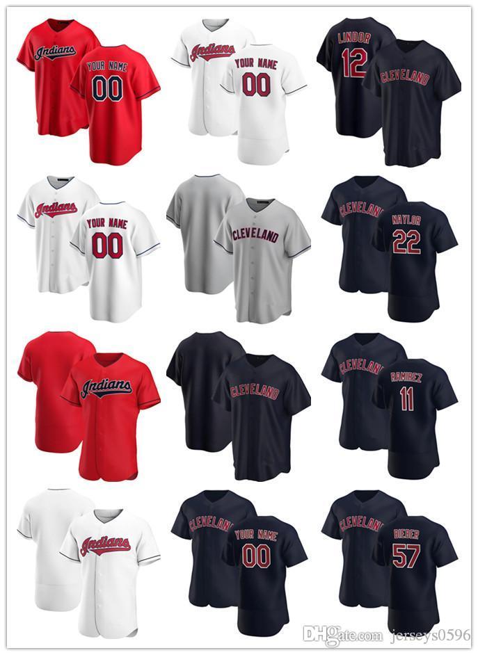 

Custom Jersey Mens women Cleveland Indians 11 Jose Ramirez 12 Francisco Lindor 22 Josh Naylor 57 Shane Bieber Baseball Jerseys, Blue;black