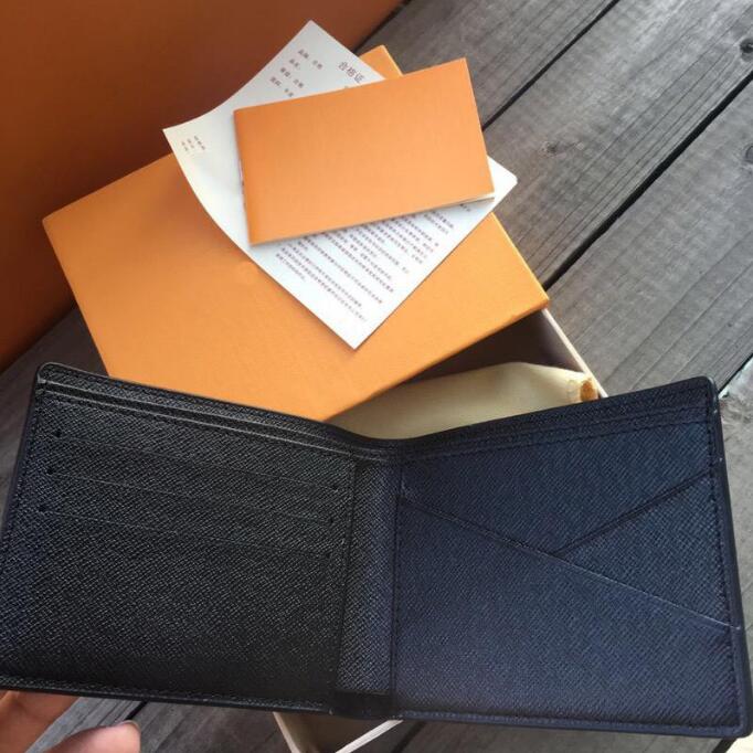 

new wallet Designer Paris plaid style mens wallet luxury men purse special multiple short small bifold wallets with box, Black embossed flower