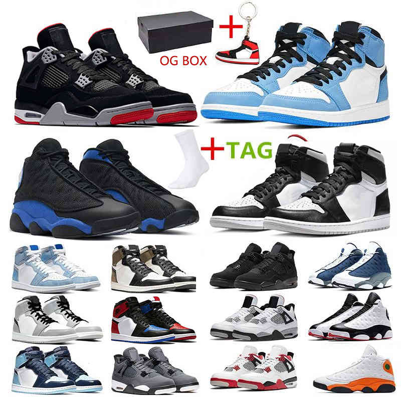 

With Box 1s men Boots shoes bred Hyper Royal 13s University Blue Dark Mocha 4s White cement Black Cat mens trainers sports sneaker