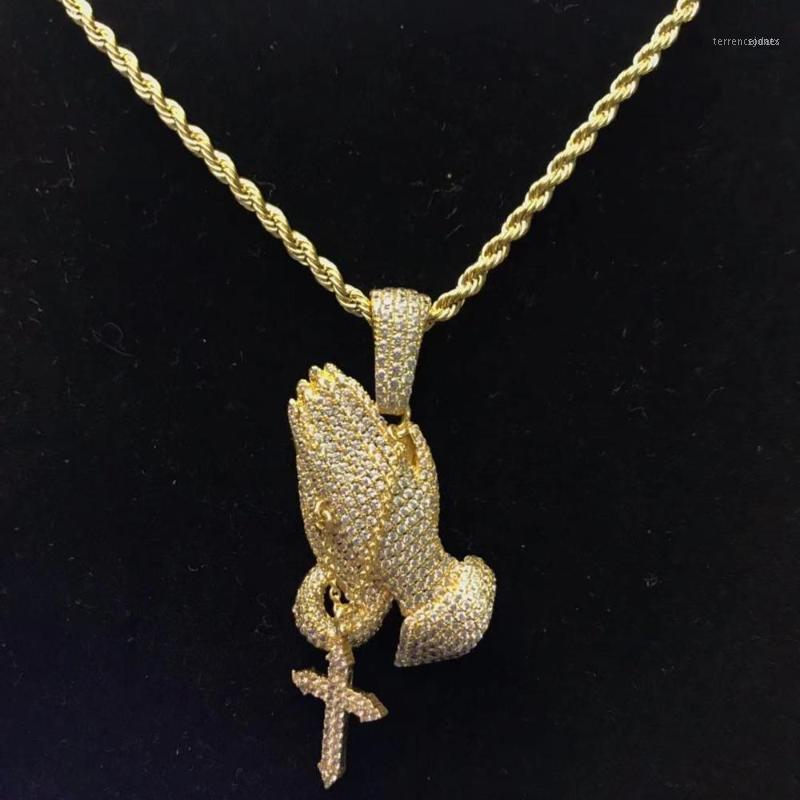 

Chains Iced Out Hand Pray Pendant Wholesale Drop Jewelry1
