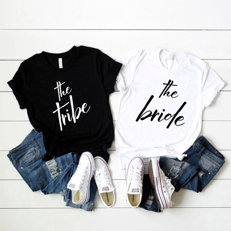

Women' T-Shirt Couple Sister Camisetas Bachelorette Party Unisex Bridesmaid Gift Bride Tribe Hipster Grunge Top Tee, White3