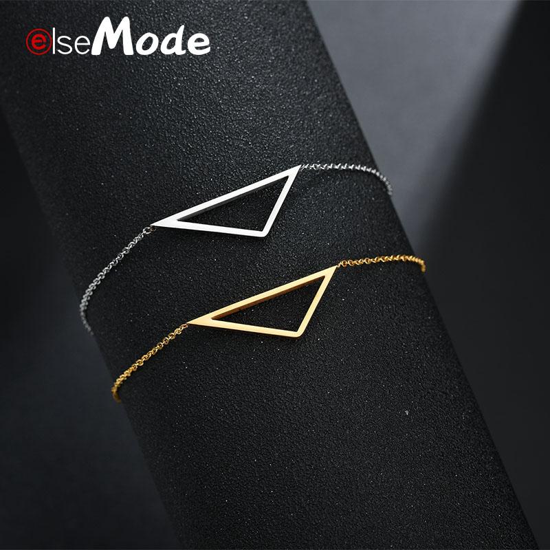 

Link, Chain ELSEMODE Trendy Stainelss Steel Hollow Triangle Bracelets For Women Gold Adjustable Link & Bangle Wedding Gift