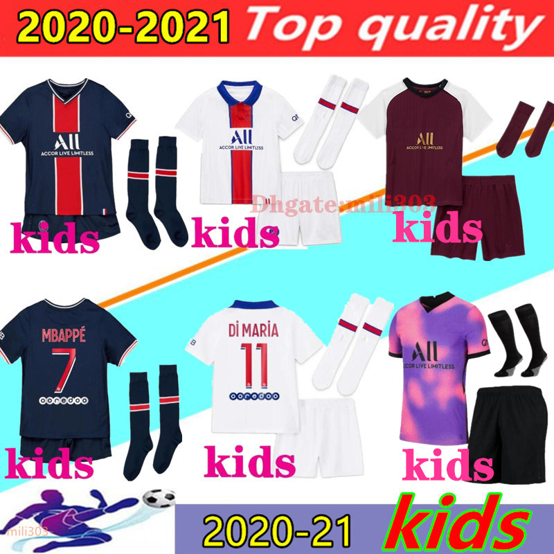 

20/21 Paris kids kit home away soccer jersey set 2021 mbappe ICARDI Enfant Maillot de foot third 4th uniform VERRATTI football shirt kits
