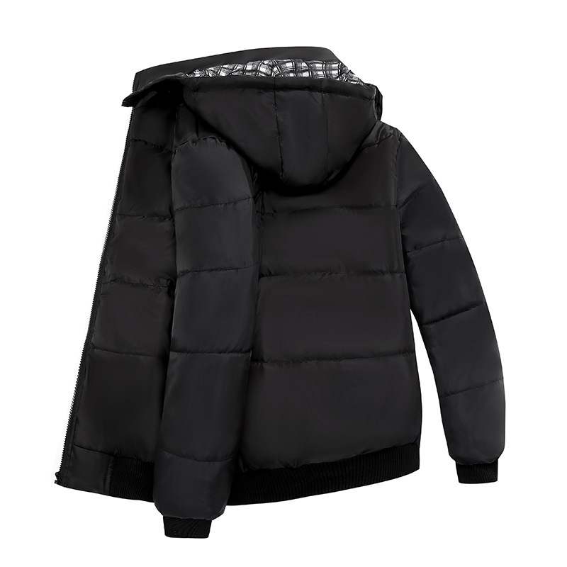 

Men's Down & Parkas Lightweight Winter Hooded Cotton Jacket Loose Young and Middle-aged Large Size 8808 RDLV, Black