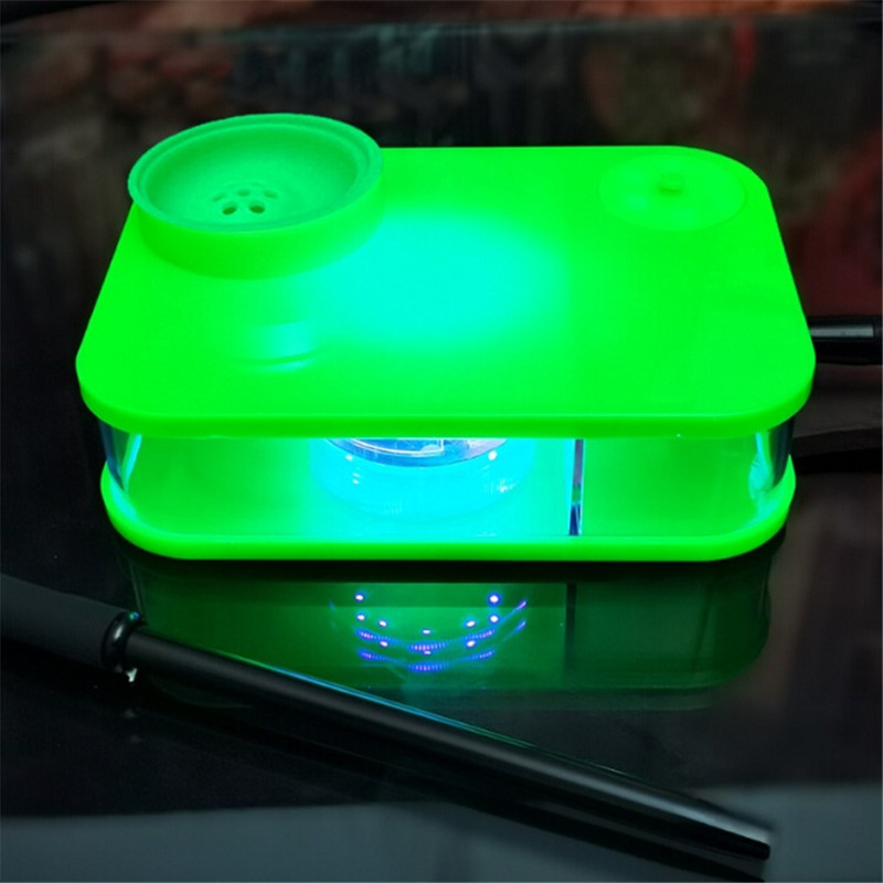 

Tea Set Shisha Hookah Kits LED lighting Acrylic Party Bar Dabber Pipe Water Pipes RGB Controlled Lights 5 Colors for Choose
