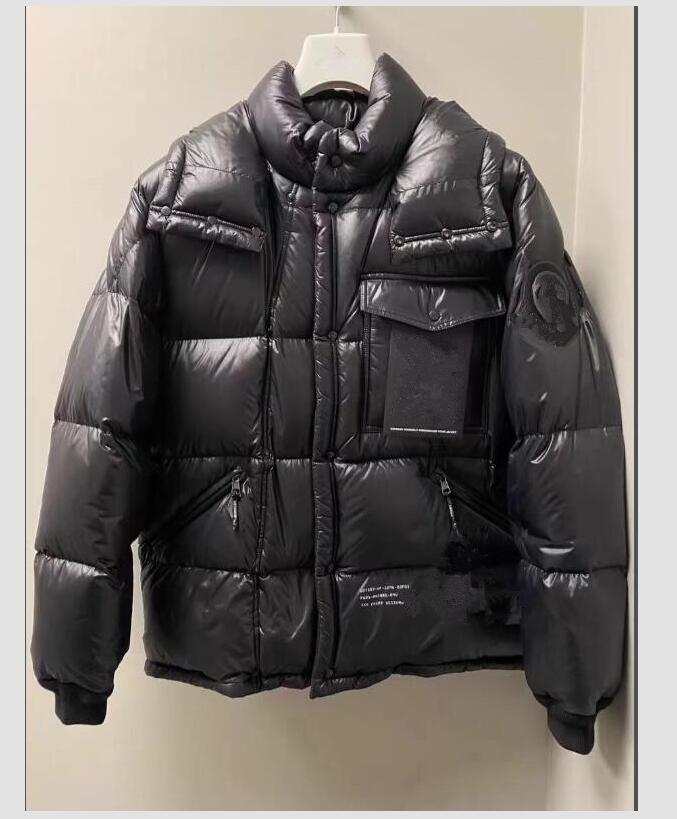 

Men/Women Right pocket Design Hooded Down Coat Thick WarmJacket Waterproof Parkas Black /Light purple