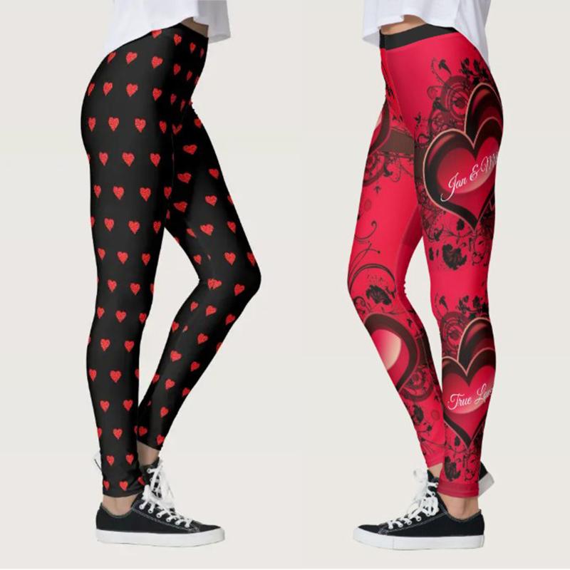 

Yoga Outfit Women's Valentine's Day Lovesy Stripes Print Leggings Skinny Pants For Running Pilates Gym