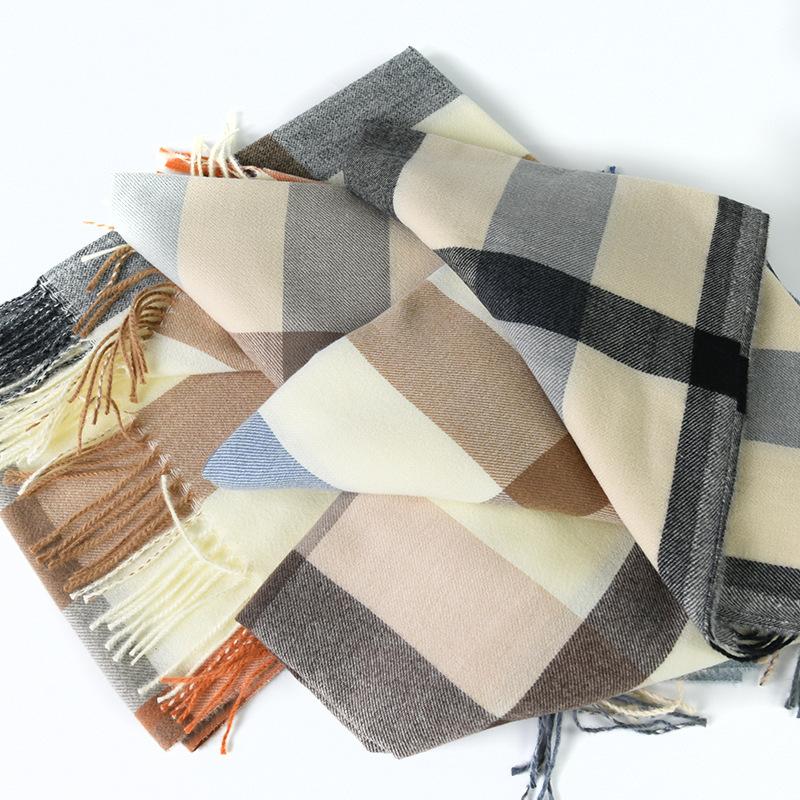 

Scarves Women's Plaid Scarf Japanese And Korean Fashion Autumn Winter Imitation Cashmere, Blue;gray