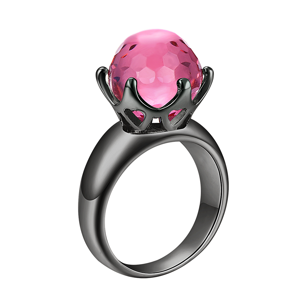 

12mm Fuchsia Ball Shape Crystal Rings Beautiful Jewelry Fast Delivery Black Plate Trendy Accessories For Women
