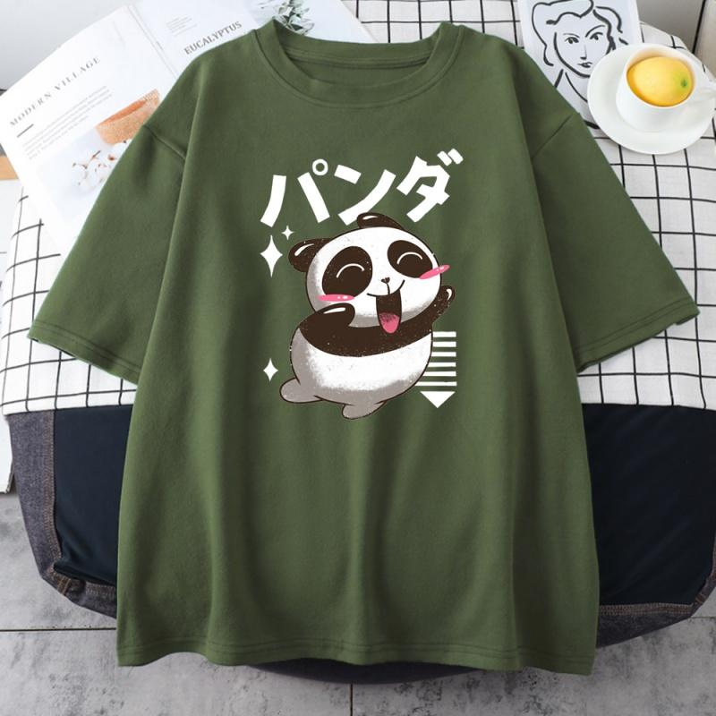 

Women' T-Shirt Camiseta Estampada Feminina De Panda, Desenho, Verão, Tamanho Grande, Anime, Harajuku, Nova Moda, Gola Redonda, Manga Curta