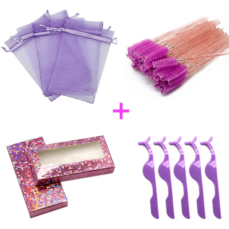 

False Eyelashes 50100pcs 4 In 1 Bulk Eyelash Packaging Bag Shining Glitter Color Pink Box With Brushes And Lash Tweezers