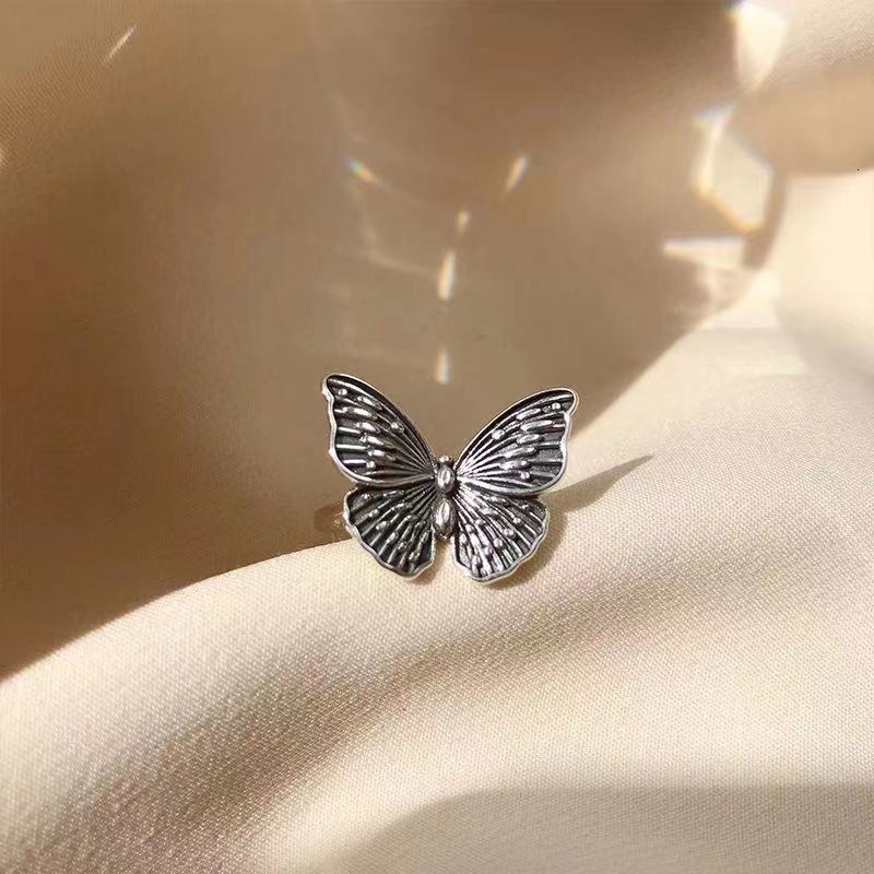

South Korea Plain Sier Butterfly Ring Women's Fashion Personality Indifference, Golden;silver